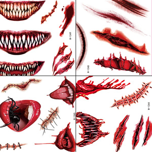 Autocollant de tatouage réaliste en forme de cicatrice, imperméable, accessoire de maquillage pour fête d'Halloween - Product Image 4