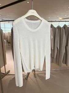 Pull en laine/cachemire blanc élégant pour femmes 16 GG Anti-rides Respirant Tricoté Design de col spécial - Style décontracté contemporain - Product Image 6