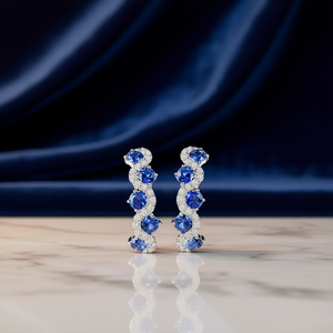 Orecchini di Lusso in Oro Bianco con Diamanti Blu, Taglio Brillante Rotondo, Colore D Naturale, Gioielli da Sposa per Donne - Product Image 2