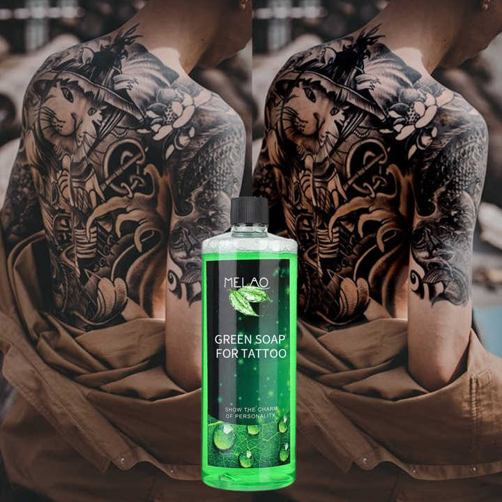 MELAO タトゥー用グリーンソープ 500ml - 肌に優しい洗浄ソリューション