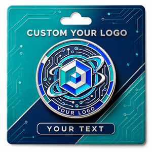 Medalla Corporativa de Esmalte Duro con Circuito de Tecnología Personalizada, de Aleación de Zinc Plateada, Circular, de Arte Moderno Coleccionable - Product Image 3