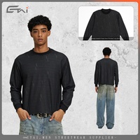 Veste à col rond ample en coton/polyester 300g de poids lourd à rayures courtes imitation vintage pour homme Dreaming Lion
