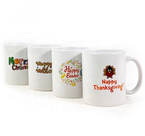 แก้วกาแฟเซรามิกสีขาวล้วน พิมพ์ลายโลโก้ตามสั่ง ของขวัญส่งเสริมการขาย ดีไซน์โดดเด่น ขายดี - Product Image 1