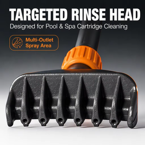 Support de <span class=keywords><strong>nettoyage</strong></span> de <span class=keywords><strong>cartouche</strong></span> filtrante pour <span class=keywords><strong>piscine</strong></span> et spa GYDACO YD-C3015 avec <span class=keywords><strong>brosse</strong></span> de <span class=keywords><strong>piscine</strong></span> et raccord USA/UK en plastique gris et orange - Product Image 4