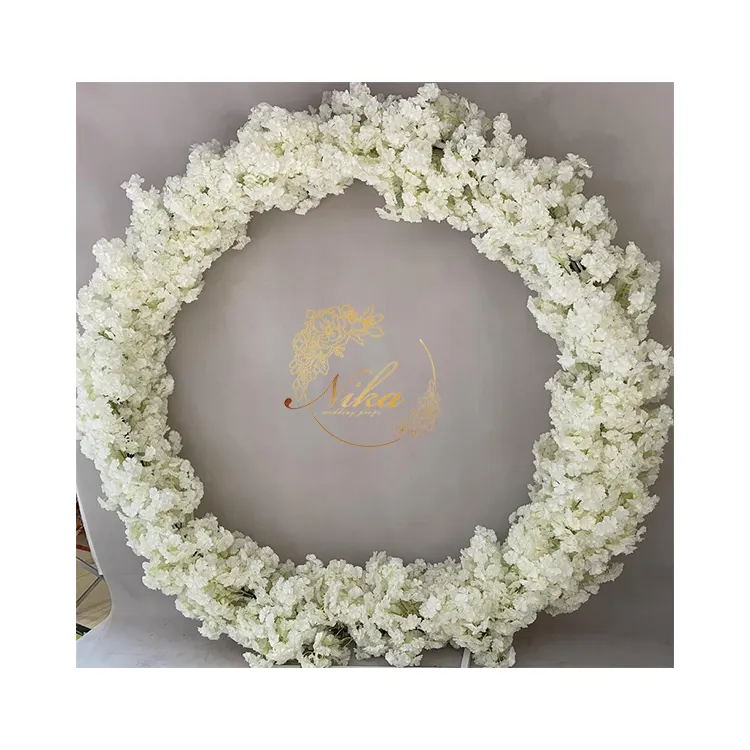 Forniture per eventi arco di nozze rotondo decorazione floreale di fiori di allegro bianco per arco di nozze