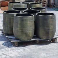 Pot de fleurs rond en fibre de verre de haute qualité, sculpté à la main, pour balcon extérieur