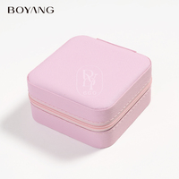 Boîte de rangement à bijoux portable en cuir PVC de luxe Boyang pour collier, bague, boucles d'oreilles, voyage