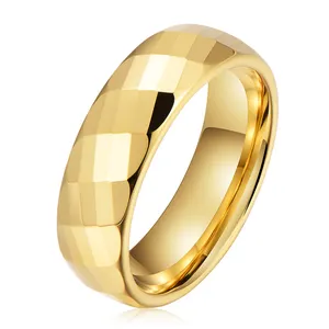 ジュエリーリングトレンディな6mm金メッキハンマータングステンカーバイドリングカップル婚約結婚指輪コンフォートフィット