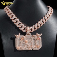 Rose fleur oiseau Design 3 "largeur lettre pendentif personnalisé hommes rappeur bijoux 925 argent Vvs baguette Moissanite diamant pendentif