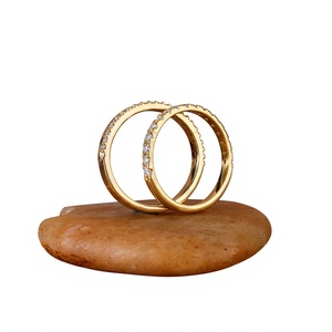 Bridal Set Lab Grown Diamond Half Eternity <b>Band</b> Plain Minimalist Matching <b>Wedding</b> Ring Fine Jewelry Yellow Gold Sterling <b>Silver</b> - Product Image 6