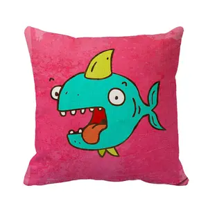 만화 베개 커버 물고기 패턴 활기찬 색 유치한 웃긴 만화 어린이 보육 쿠션 커버 OEM