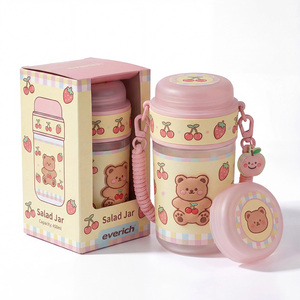 Boîtes à lunch en plastique Everich personnalisables, étanches, 340 ml, avec récipient pour vinaigrette, pour le bureau et les pique-niques - Product Image 1