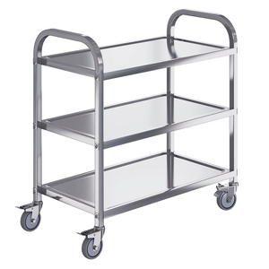 산둥 공장 직판 201 스테인리스 스틸 분리형 간편 보관 소매점 스테인리스 스틸 다이닝 카트 트롤리 - Product Image 1