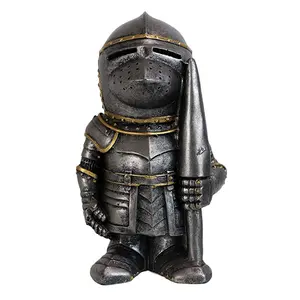 Ridder Standbeeld Tuin Kerst Voogd Dwerg Middeleeuws Templar Kruisvaarder Standbeeld Pantser Miniatuur Europese Ridder Sculptuur