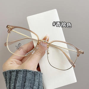 Montures de lunettes demi-cerclées Qianai pour femmes S3 23046, anti-lumière bleue, protection UV, monture large avec rivets à points - Product Image 4