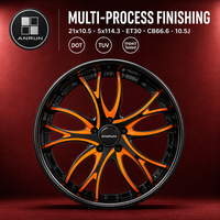 Jantes forgées 3 pièces Orange 5-Y noires 21x10.5 5x114.3 ET30 6061 T6 personnalisées à déport profond pour Ferrari