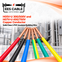 Câble de construction en cuivre massif classe 1, isolé en PVC, H05V-U 300/500V et H07V-U 450/750V, 0,5 mm², EESCABLE