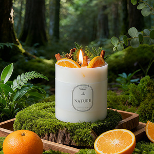 Velas Aromáticas Grandes con Temática Forestal Lanjo, Flores Secas Hechas a Mano, en Frasco de Vidrio de Larga Duración, Regalo Perfecto de Cumpleaños para Spa o Días Festivos - Product Image 1