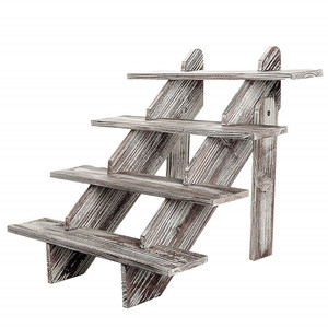 Tầng Hầm 4-Tier Rustic Torched Bán Lẻ Bánh Gỗ Đứng Và Hiển Thị Rủi Ro - Product Image 1