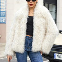 Manteau d'hiver en fausse fourrure shaggy pour femme, 11 couleurs, col ouvert, coupe oversize, vêtement d'extérieur 2026