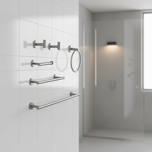 Ensemble de porte-serviettes en acier inoxydable de luxe DB, 6 pièces, finition chromée, montage mural moderne, accessoires de salle de bain - Product Image 2