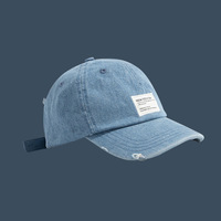 Casquette de baseball souple unisexe rétro japonaise quatre saisons, 6 panneaux, réglable, 100 % coton, en jean délavé et vieilli, avec visière pare-soleil