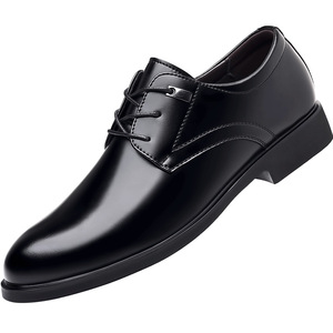 <b>Dress</b> Shoes <b>Men</b> Genuine Leather Pointed Toe Lace Up Oxfords Height Increasing Office Career Autumn Rubber Outsole - Product Image 1