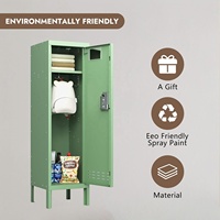 Armoire de rangement métallique ventilée verrouillable pour salle de sport à domicile, casier en acier sur pied à porte simple avec pieds de support et serrure de confidentialité