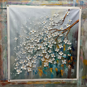 Mintura Quadro Moderno Astratto Dipinto a Mano su Tela Acrilica, <span class=keywords><strong>Poster</strong></span> Personalizzato 3D con Albero e Fiori, Bordi Dipinti, Logo Personalizzato per la Casa - Product Image 2