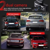 Caméra embarquée AI 2 canaux 4K+2K avec avertissement ADAS, trajectoire GPS, écran IPS 3,16 pouces, carte mémoire jusqu'à 256 Go