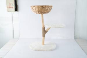 LM Holz-Katzenbaum Katzenmöbel Katzenhöhle Katzen-Spielbaum Haustier-Holzspielzeugbaum Handgefertigter Wasserhyazinthen-Haustierbaum mit Bett - Product Image 4