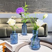 Vases à fleurs en verre bleu vintage de petite taille en gros, jolis vases en verre pour centres de table, décoration rustique, mariage, maison