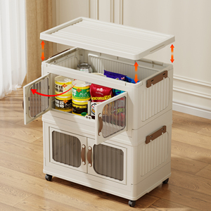Armario <span class=keywords><strong>de</strong></span> Almacenamiento Plegable <span class=keywords><strong>de</strong></span> 70 cm con Puertas Magnéticas Dobles, Material PP Ecológico, Apto para <span class=keywords><strong>Microondas</strong></span>, para Cocina, Hogar y Jardín - Product Image 4