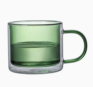 Mugs en verre à double paroi isolants DFM01 250ml, transparents, bleu clair, vert, rose, ambre, turquoise, en stock, vente en gros et personnalisation. - Product Image 5