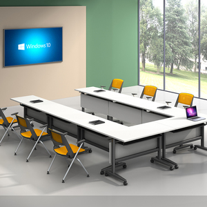 Tavolo da conferenza di lusso di grandi dimensioni in legno portatile a forma di U tavolo da riunione per 30 posti - Product Image 3