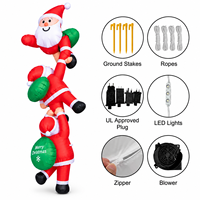 Décoration de Noël gonflable extérieure Père Noël grimpeur 2,4 m – Décorations de Noël gonflables pour jardin