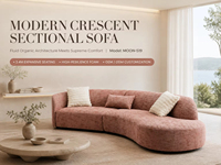 Modernes Luxus-Kurvensofa 3,4m Großes Wohnzimmer Organisches Halbmond-Ecksofa Tiefe Sitzfläche Slub-Stoff Couch für Villa Hotel