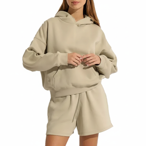 Wholesale Hot Sale Women's Sweat Tracksuit Women Jogging Set Short and Sweatshirts Hoodie Custom Logo Sweatsuit Set - Product Image 1