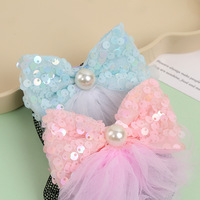 Élastique à cheveux pour enfants, motif nœud à paillettes colorées, accessoire de danse pour filles, cadeau pour bébés, vente en gros Chine