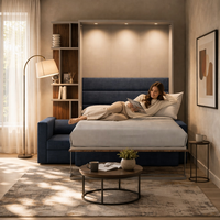 Cama Moderna Oculta Personalizada, Ahorra Espacio, Cama Plegable de Pared Tipo Murphy, Tamaño Individual/Queen, Estructura de Madera de Haya, Muebles para el Hogar, Garantía de 3 Años