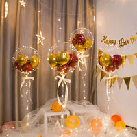 Ballon LED Bobo avec support transparent, rose artificielle et lumières féériques pour la décoration de scène de mariage, fête d'anniversaire