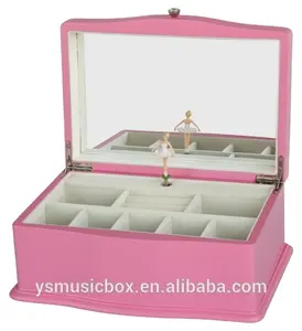 Caja de música bailarina color rosa