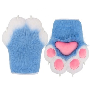 New Sale Halloween Cosplay Costume Accessories Faux Fur Furry Animal Paws <strong>Gloves</strong> Fursuit Fox Wolf Cat <strong>Claw</strong> <strong>Gloves</strong> - Product Image 3