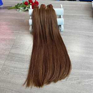 # 4 Fasci di Capelli Umani Lisci Marrone Cioccolato per Donne, Extension Colorate a Doppia Trama, Capelli Lisci Pieni e Voluminosi - Product Image 1