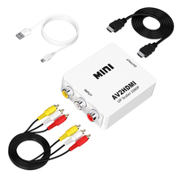 Mini Convertidor AV a HDTV 1080P con Escalador, Kit Completo, Entrada RCA CVBS AV a Salida HDTV, Adaptador con Cables, Certificado CE