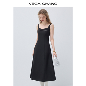 Robe nuisette VEGA CHANG personnalisée style français à col carré avec surpiqûres contrastées, nouvelle conception cintrée à la taille pour femme - Product Image 2