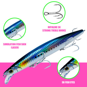 Esca da Pesca in Acqua Salata, Wobbler Silenzioso, Esca <span class=keywords><strong>Artificiale</strong></span> Rigida, Jerkbait Laser, 160mm Minnow <span class=keywords><strong>per</strong></span> Snapper e <span class=keywords><strong>Spigola</strong></span> - Product Image 5