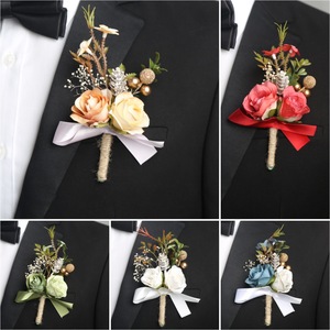 Corsage de poignet rose pour <span class=keywords><strong>demoiselle</strong></span> d'honneur, corsage de poignet pour mariage, corsage de poignet pour bal de fin d'année, fleur de revers pour homme d'honneur - Product Image 1