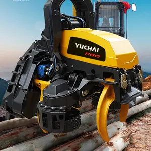 Yuchai F60 Harvester Kop Automatische Boom Hout Oogstmachine Koppen Bosbouw Boom Oogstmachine Kappen Snijmachine Voor Graafmachine