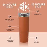 Gobelet de voyage en acier inoxydable 900 ml avec logo personnalisé, poignée et couvercle 2-en-1, double paroi isolée sous vide, pour porte-gobelet de voiture